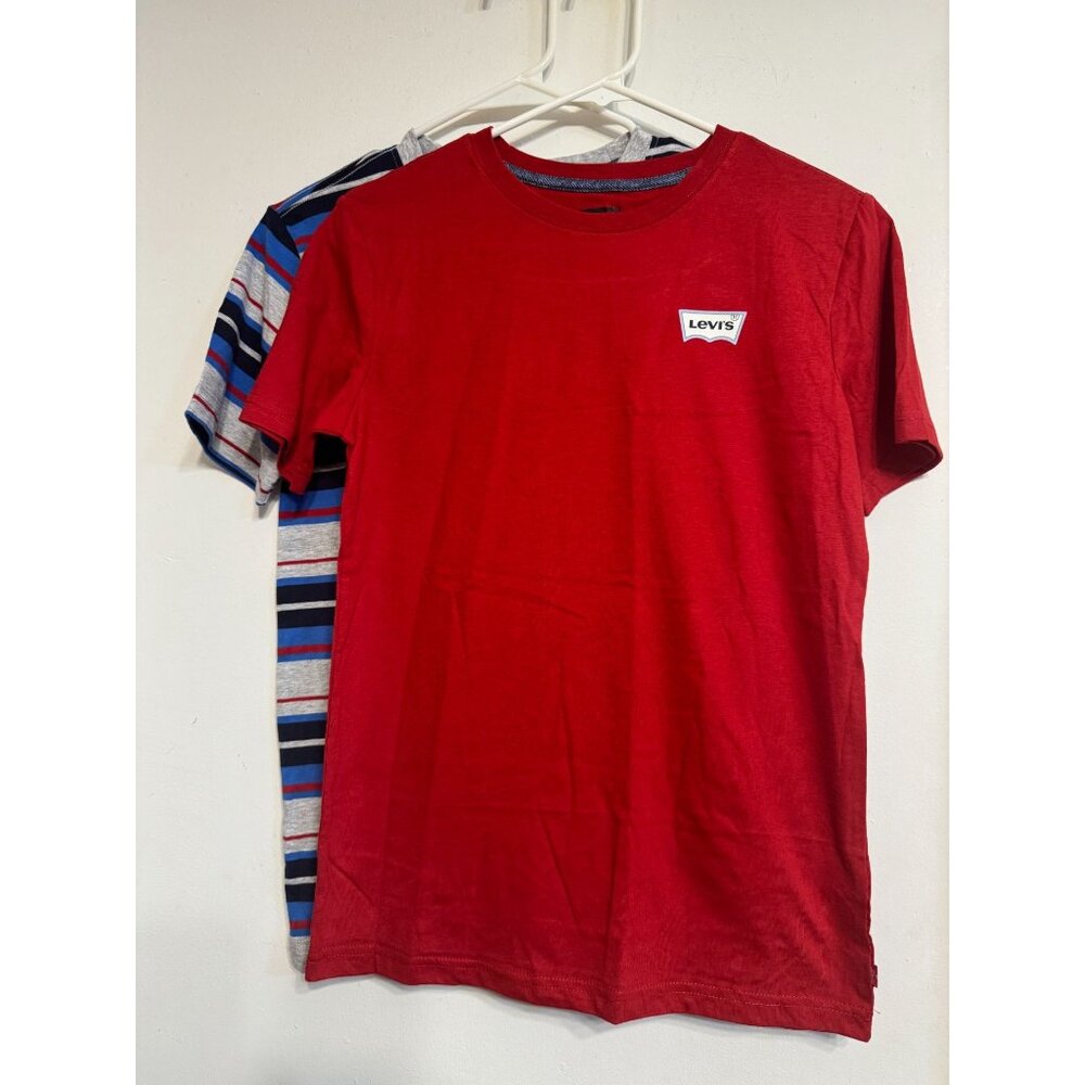 Levis Youth 2-Pack T-Shirts Red & Gray With Stripes Crewneck Short Sleeve